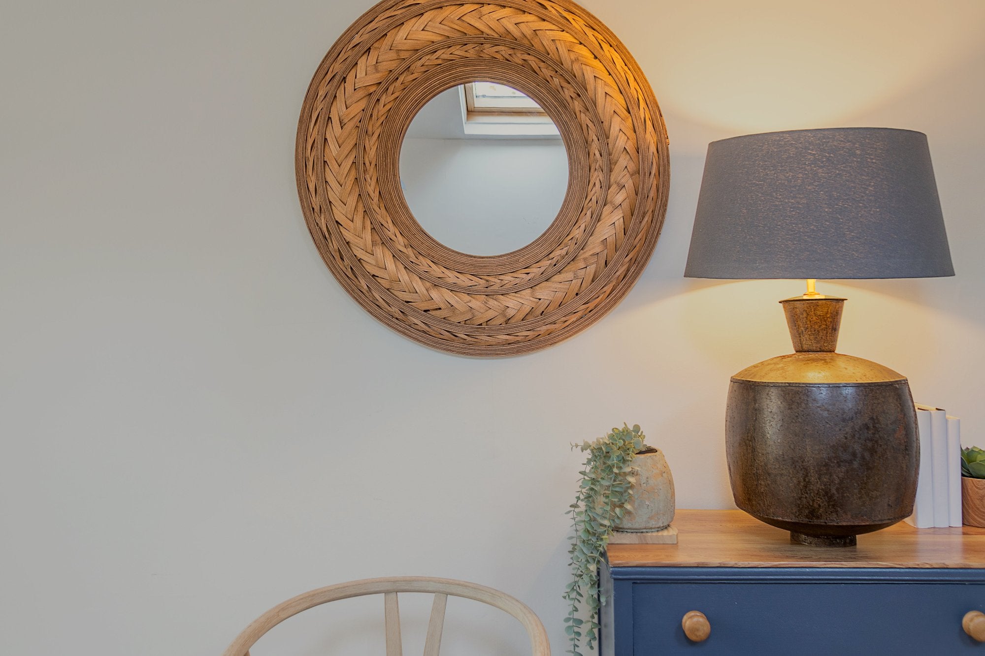 Woven Bamboo Round Wall Mirror